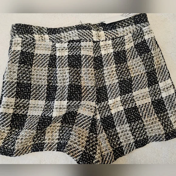 Zara Textured Weave Plaid Shorts SIZE L 2214/120/070 - Picture 3 of 7